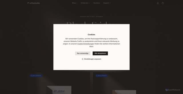 Security scan screenshot of https://remarkable.com/shop/black-friday
