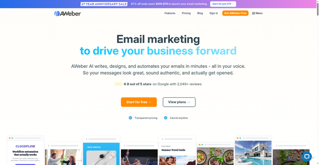 Security scan screenshot of https://www.aweber.com