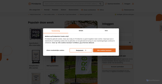 Security scan screenshot of https://www.printdeal.be