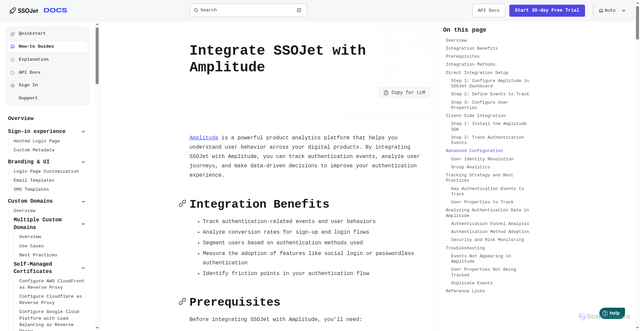 Security scan screenshot of https://ssojet-docs.pages.dev/en/how-to-guides/integrations/analytics/amplitude/