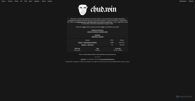 Security scan screenshot of https://chudjak.party