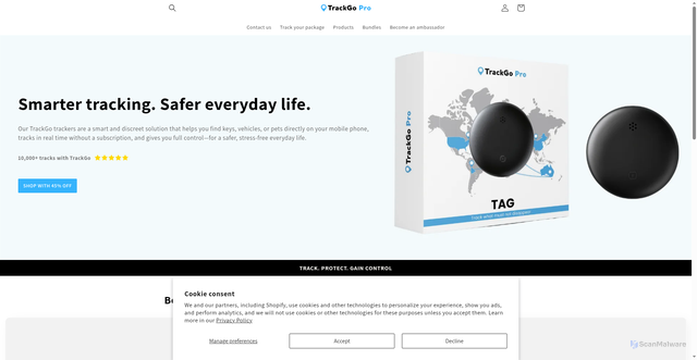 Security scan screenshot of https://trackgopro.com/