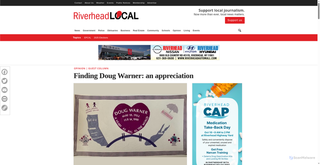 Security scan screenshot of https://riverheadlocal.com/2025/10/10/finding-doug-warner-an-appreciation/