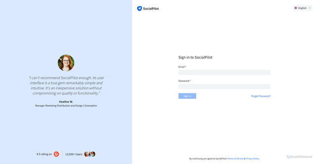 Security scan screenshot of https://app.socialpilot.co