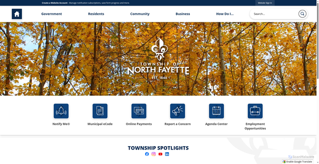 Security scan screenshot of https://northfayettepa.gov/