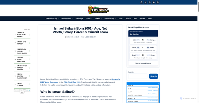 Security scan screenshot of https://fwctimes.com/ismael-saibari/
