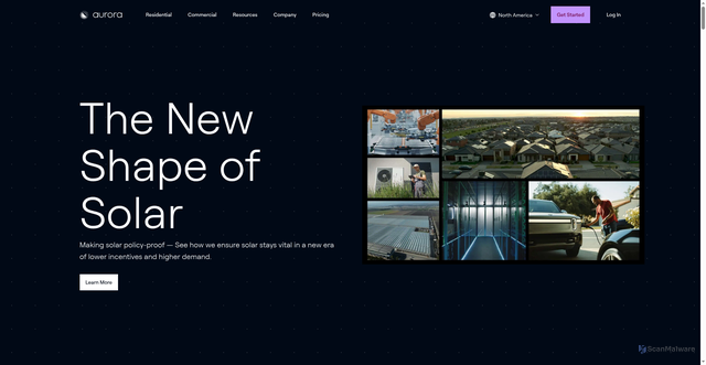 Security scan screenshot of https://aurorasolar.com/