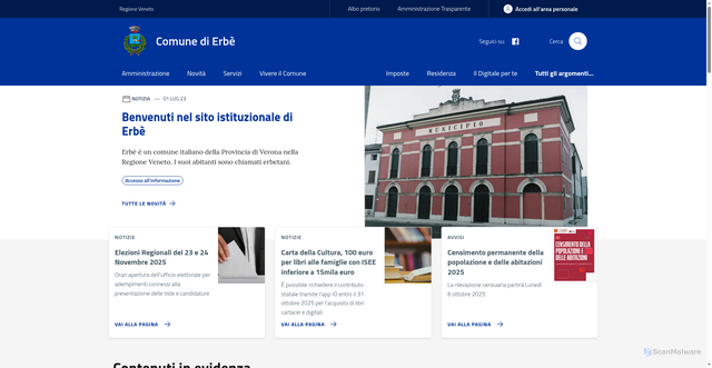Security scan screenshot of https://www.comune.erbe.vr.it/