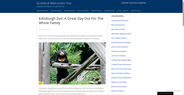 Security scan screenshot of https://scotlandwelcomesyou.com/edinburgh-zoo/