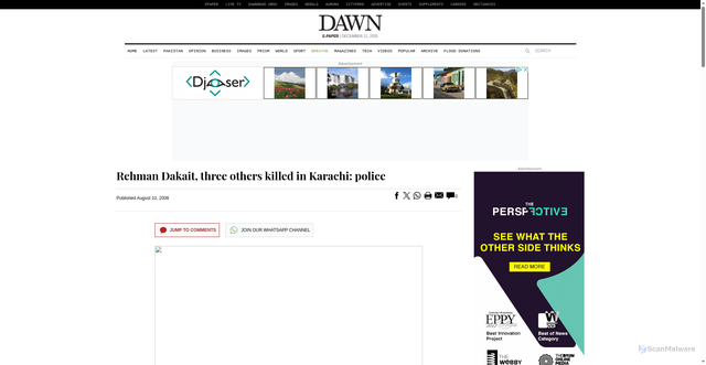 Security scan screenshot of http://beta.dawn.com/news/880192/rehman-dakait-three-others-killed-in-karachi-police
