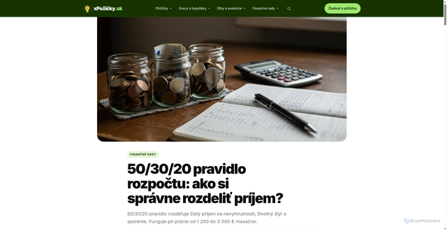 Security scan screenshot of https://xpozicky-sk.pages.dev/50-30-20-pravidlo-rozpoctu/