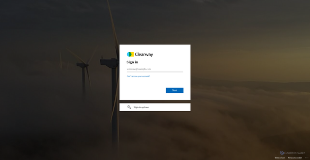 Security scan screenshot of https://clearwayenergy-my.sharepoint.com