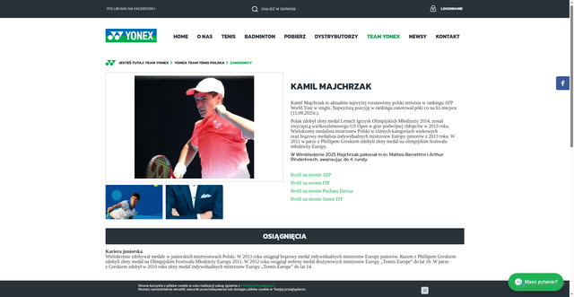 Security scan screenshot of https://www.yonex.pl/yonex-team/yonex-team-tenis-polska/zawodnicy/kamil-majchrzak,p635205505