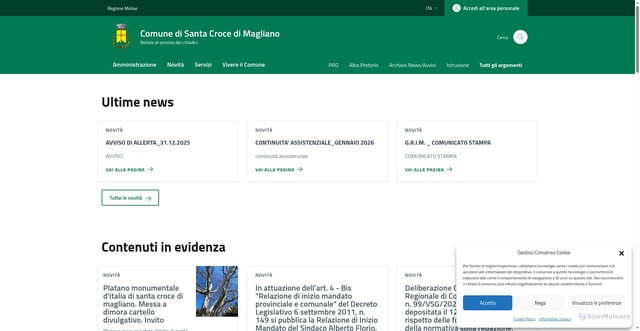Security scan screenshot of https://comune.santacrocedimagliano.cb.it/
