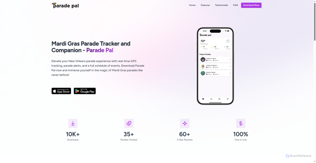 Security scan screenshot of https://paradepal.io/