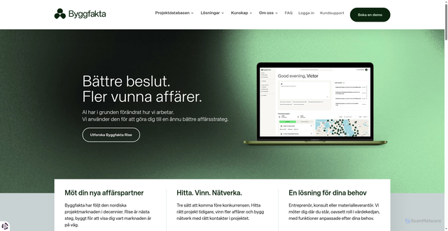 Security scan screenshot of https://bygfakta.se