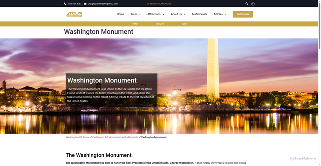 Security scan screenshot of https://dev.tourwashingtondc.com/monuments-and-memorials/washington-monument/