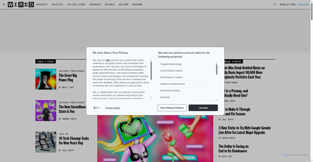Security scan screenshot of https://wired.com