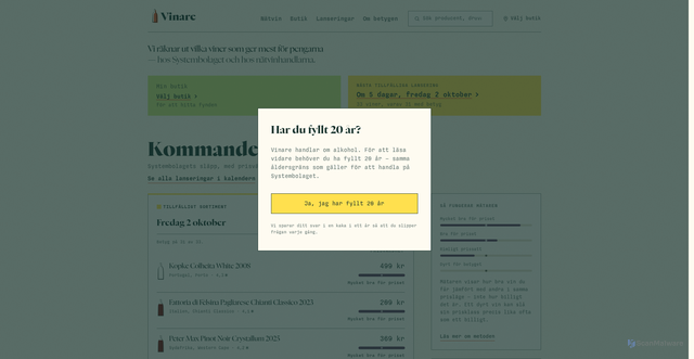 Security scan screenshot of https://vinare.se