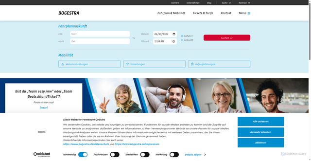 Security scan screenshot of https://bogestra.de