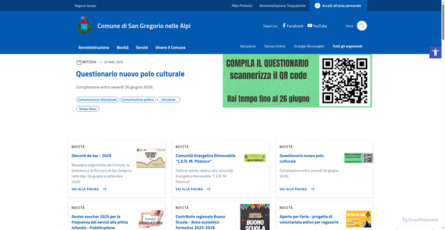 Security scan screenshot of https://www.comune.sangregorionellealpi.bl.it