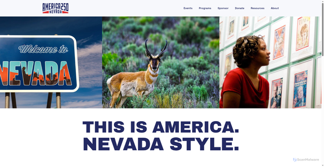 Security scan screenshot of https://www.america250nevada.org/