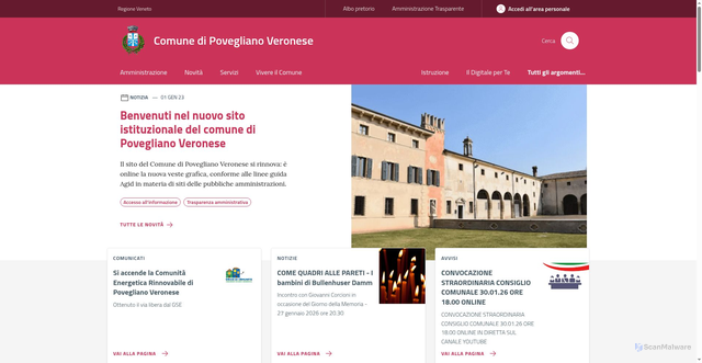 Security scan screenshot of https://www.comune.poveglianoveronese.vr.it/