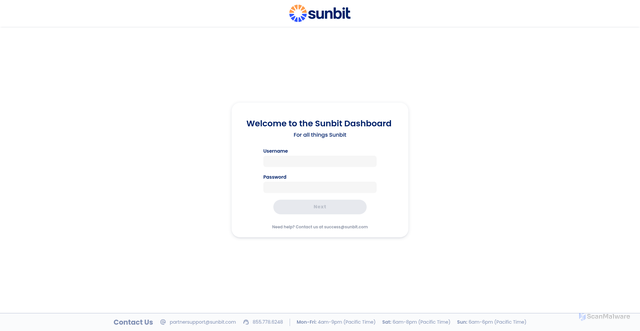 Security scan screenshot of https://dashboard.sunbit.com