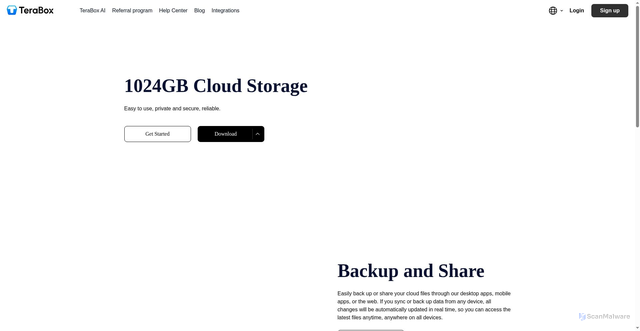 Security scan screenshot of https://www.1024terabox.com