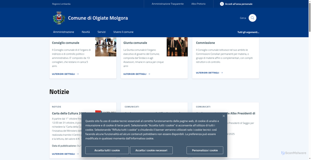Security scan screenshot of https://www.comune.olgiatemolgora.lc.it/