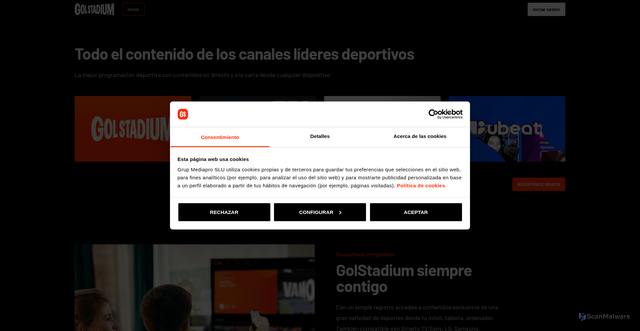 Security scan screenshot of https://golstadium.com