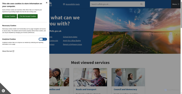 Security scan screenshot of https://www.suffolk.gov.uk/