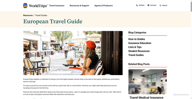 Security scan screenshot of https://www.worldtrips.com/resources/europe