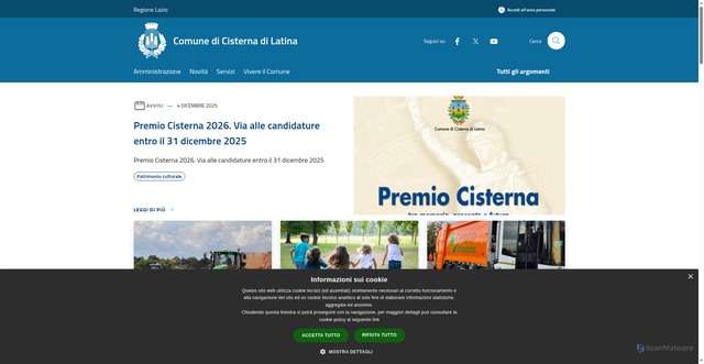 Security scan screenshot of https://www.comune.cisterna.latina.it/it