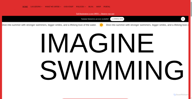 Security scan screenshot of https://www.imagineswimming.com/
