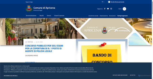 Security scan screenshot of https://www.comune.apricena.fg.it