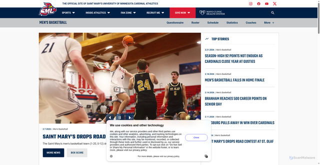 Security scan screenshot of https://saintmaryssports.com/sports/mens-basketball