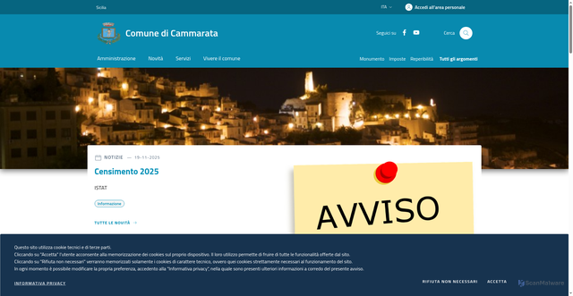 Security scan screenshot of https://www.comune.cammarata.ag.it/