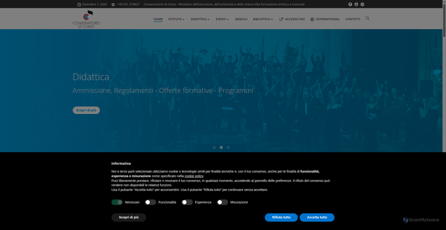 Security scan screenshot of https://conservatoriocomo.it/