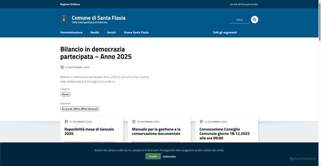 Security scan screenshot of https://www.comune.santaflavia.pa.it/