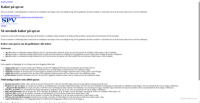 Security scan screenshot of https://www.spv.se