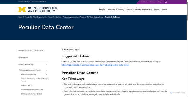Security scan screenshot of https://stpp.fordschool.umich.edu/tap-case-study-library/peculiar-data-center