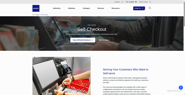Security scan screenshot of https://www.glory-global.com/en-us/solutions/retail-industry-solutions/retail-self-checkout