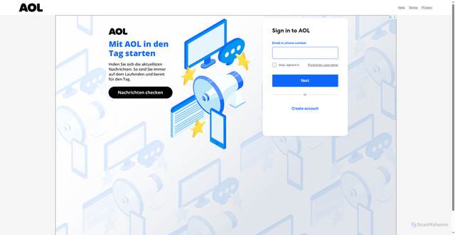 Security scan screenshot of https://mail.aol.co.uk