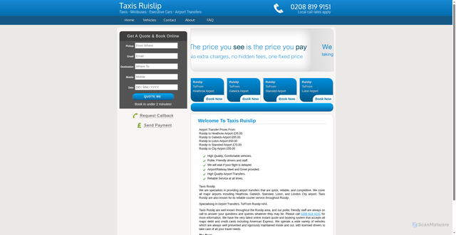 Security scan screenshot of https://taxisruislip.online/Taxis-Ruislip.html