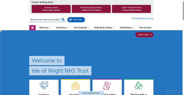 Security scan screenshot of https://www.iow.nhs.uk/