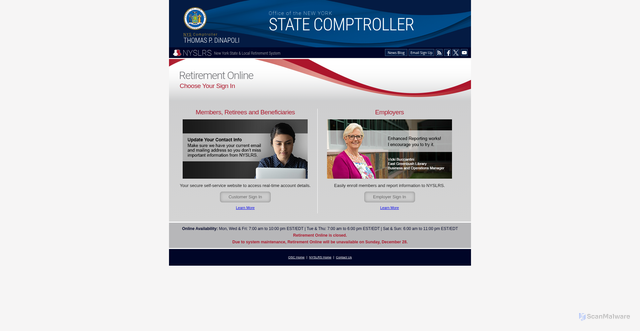 Security scan screenshot of https://web.osc.state.ny.us/retire/sign-in.php