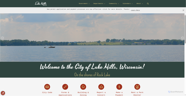 Security scan screenshot of https://cityoflakemillswi.gov/
