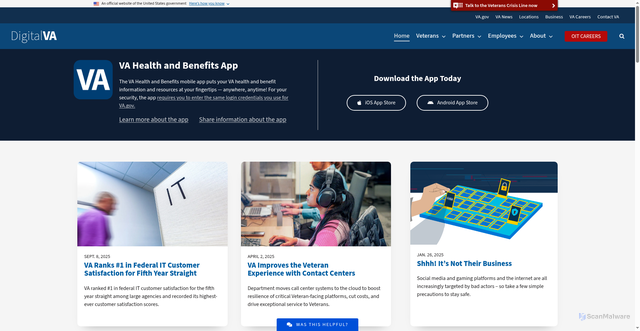 Security scan screenshot of https://digital.va.gov