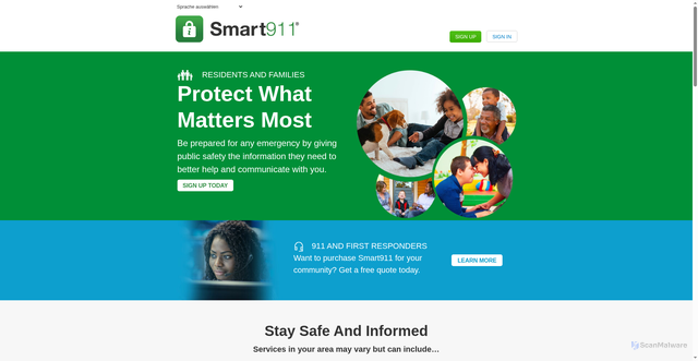 Security scan screenshot of https://www.smart911.com/